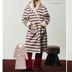 New PARKE Holiday Robe Bathrobe in Eggnog Stripe